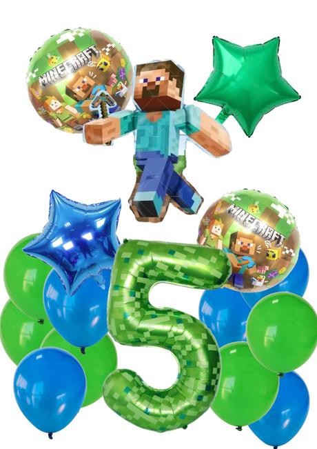 Balóny minecraft- steve 85cm aj meč- až 15/16/17ks,