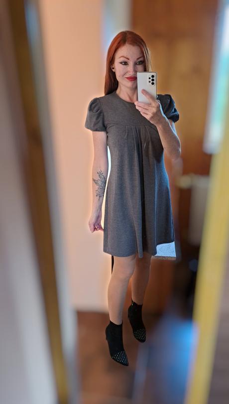 Teplučké štýlové šaty s puff up rukávmi, m