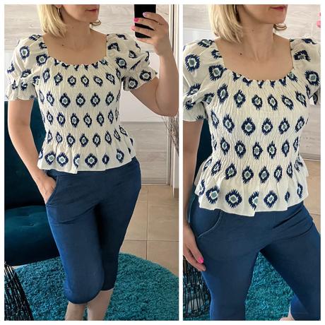 Vzorovaná blúzka s gumou v páse dámska, l / m / s