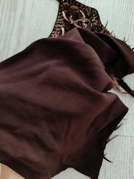 Hnedé tielko s flitrami, m