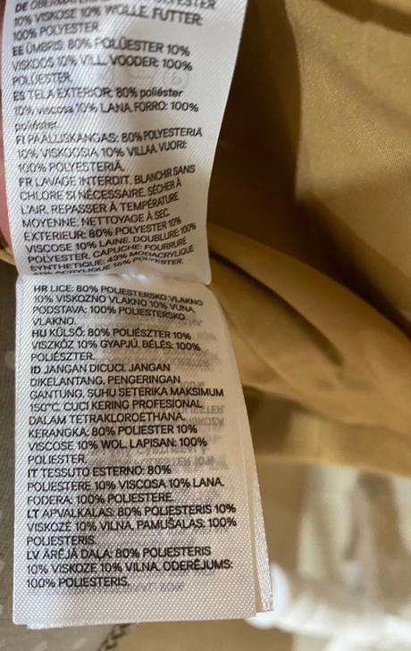 Kabát s prímesou vlny a eko kožušinkou, h&m,xs