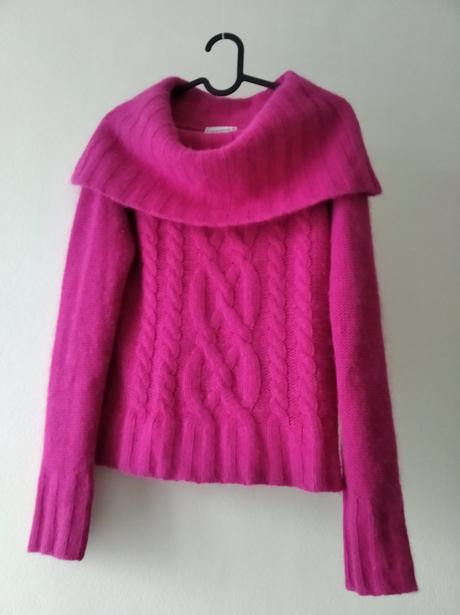 Ružový pulóver z angory, c&a,36