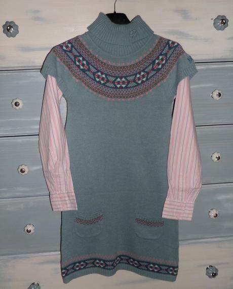 Pásikavá blúza + vestičkošaty, 146