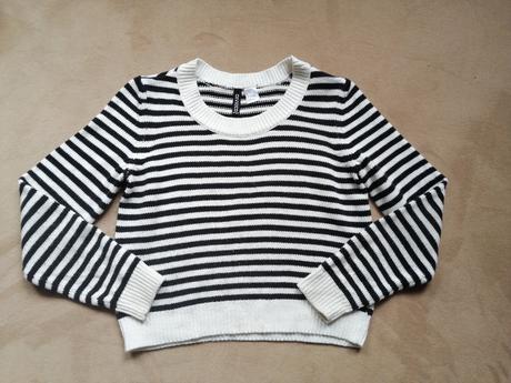Čiernobiely sveter h&m cxs, h&m,xs
