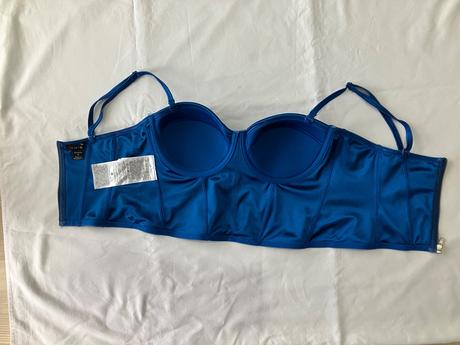 Dámsky modrý korzetový crop top, amisu,m