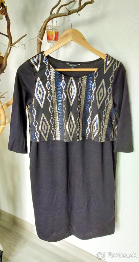 Čierne šaty so zlatomodrým vzorom esmara, esmara,m