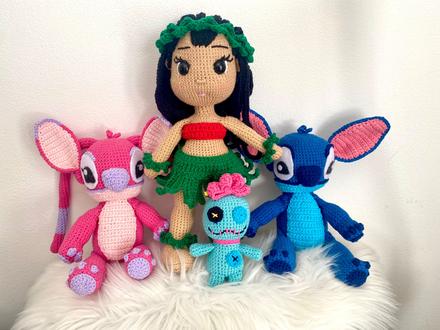 Háčkovaná lillo, stitch a angel, 