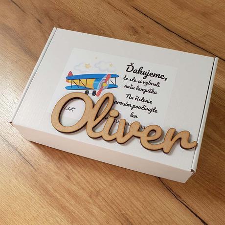 Detská nočná lampa s vlastným menom lietadlo,