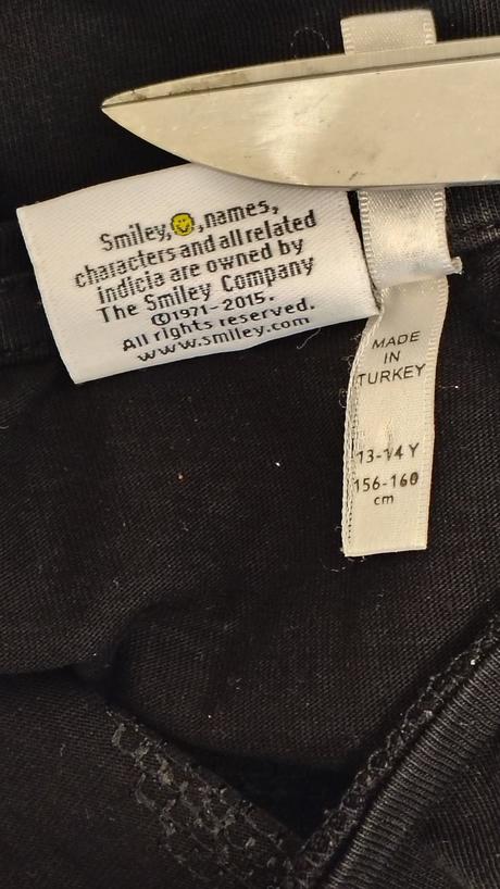 Dievčensky čierny top s motívom, smiley, 160 cm, 158