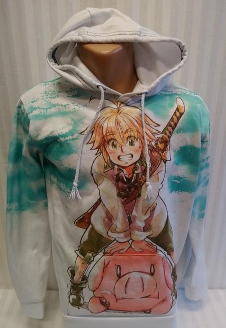 Biela mikina klokanka, farebný motív vpredu vzadu, s