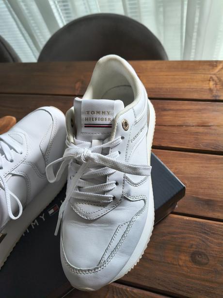 Tommy hilfiger kožené biele tenisky 37, tommy hilfiger,37