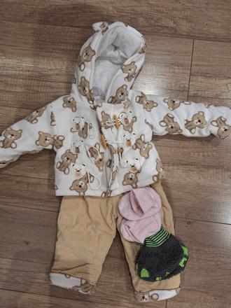 Zateplené nohavice s bundou 3-6 mesiacov, 68