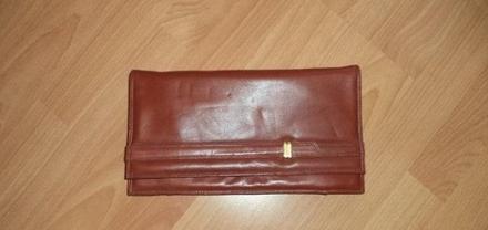 Krásna vintage hnedá listová kabelka z pravej kože, 