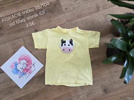 Pískacie tričko 98/104 od malý sloník igi krava, 98