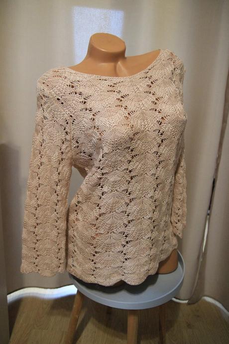 Bledo ružový pletený sveter, l, l