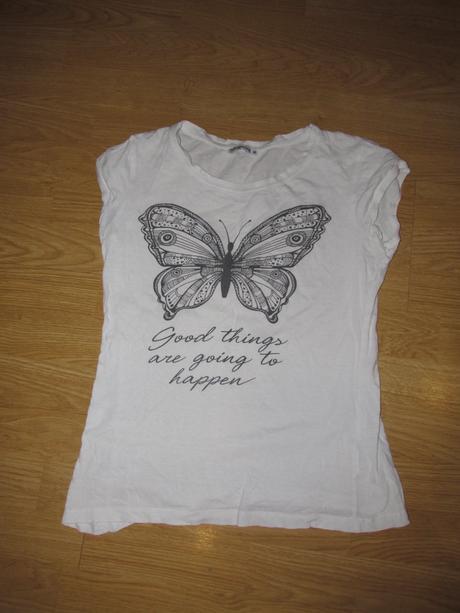 Biele tričko s motýľom v. m, terranova,m