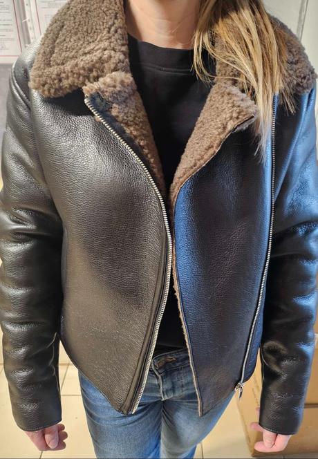 Koženková zimná bunda xs, h&m,xs