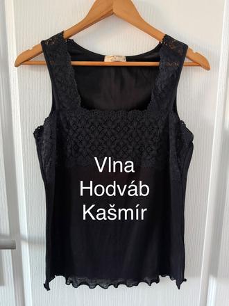Čierny top vlna, hodváb, kašmír, l