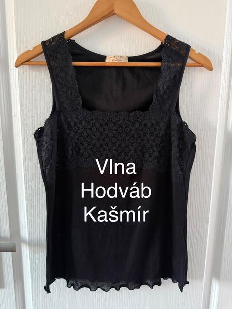 Čierny top vlna, hodváb, kašmír, l