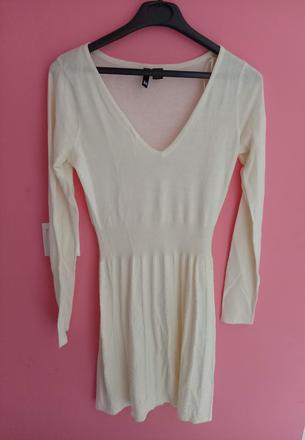 Úpletové smotanové šaty, h&m,34