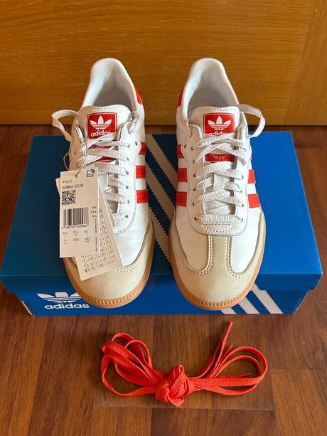Kožené tenisky adidas samba og č.40 červené pruhy, adidas,40