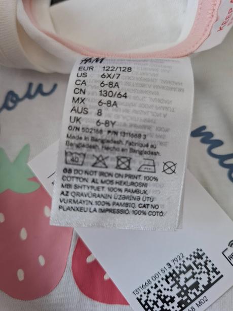 Dievčenské pyžamo, h&m,122 / 128