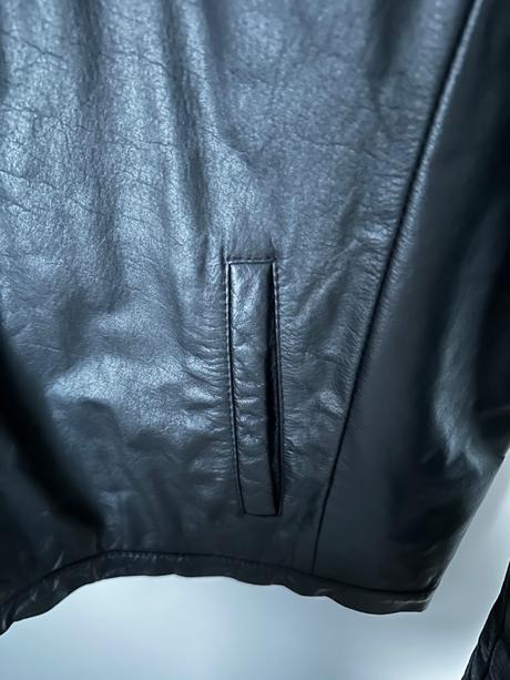 Vintage čierna kožená bunda, l