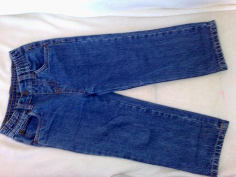 Riflové nohavice oblečené 3 x, veľ. 110, kik,110