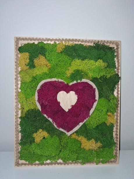 Machový obraz srdce, 