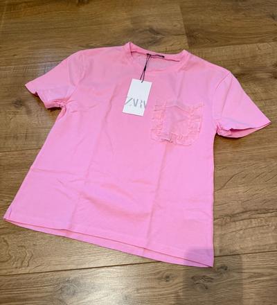 Ružové tričko s vreckom, xs