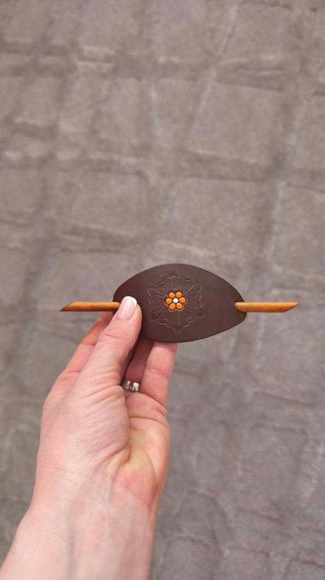 Kožená dámska spona do vlasov, 