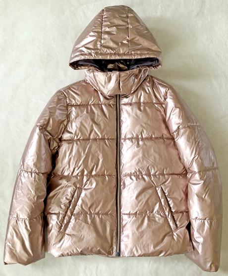 Zimná bunda s kapucňou v perleťovej ružovej, 146