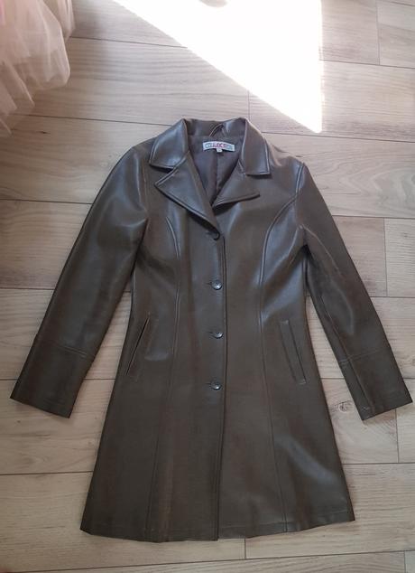 Retro koženkový kabát, xs