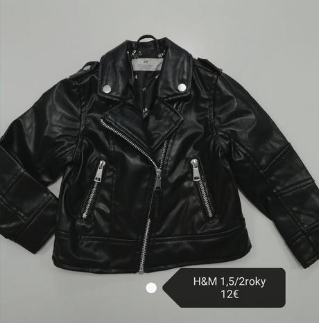 Čierna kožená bunda h&m, h&m,92