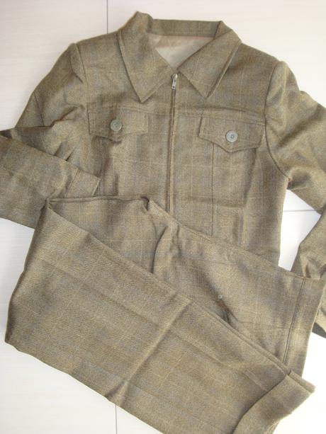 Teplejší nohav. kostým so vzorom rybej kosti, vlna, xs