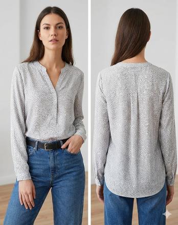 Elegantná dámska vzorovaná blúzka s dlhým rukávom, l