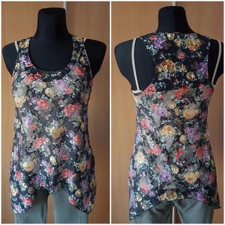 Čipkovaná kvetová asymetrická tunika 36/38, evita,m