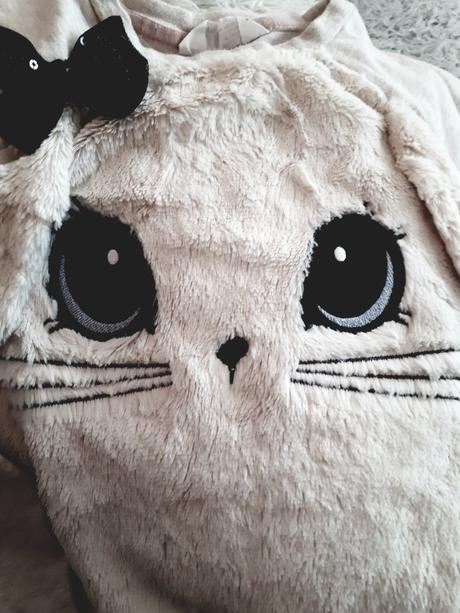 Nádherná huňatá mikinka s mačičkou a uškami, h&m,116