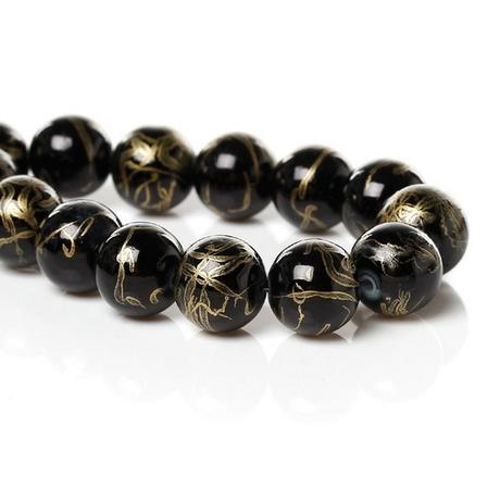 Korálky čierne zlatý melír 10 mm, 