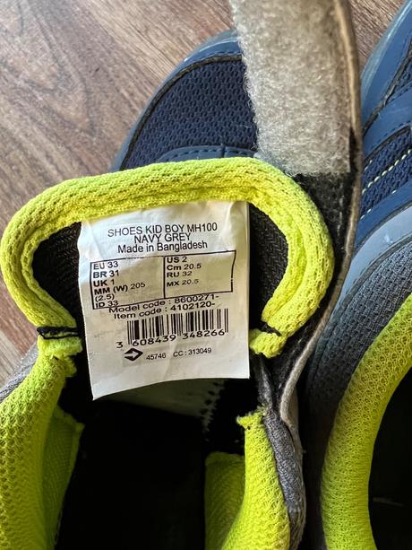 Detská turistická obuv mh100 so suchým zipsom, quechua,33