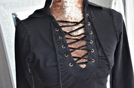 Čierne tričko s viazaním-m, m