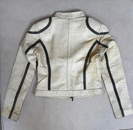 Predám koženú bundu krémovej farby z brúsenej kože, s