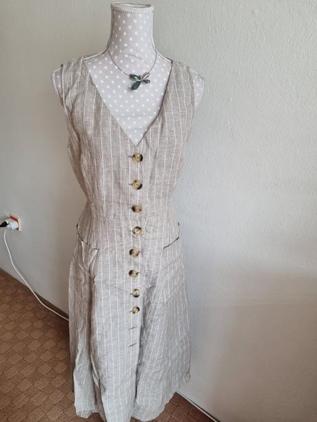 Ľanové prepínacie šaty ražnej farby mango veľ. l, mango,l