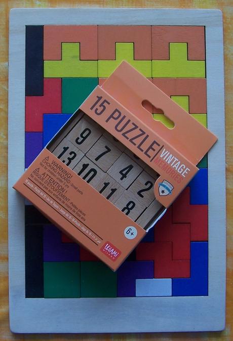 Drevena skladačka + puzzle vintage, 