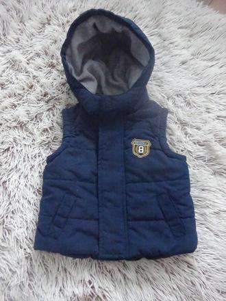 Tmavá modrá vesta - zateplená, f&f,74