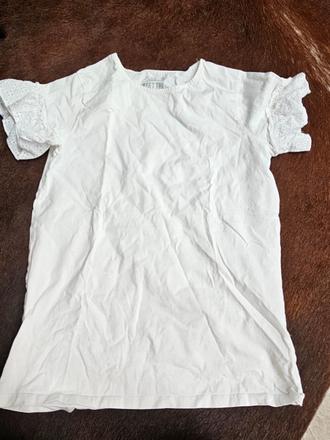 Biele tričko s madeirovymi rukavmi 158/164, f&f,158