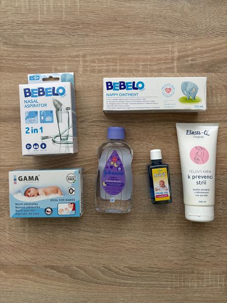 Odsávačka, olej, krém proti striam, 