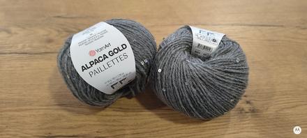 Yarnart alpaca gold paillettes - 9304 - sivá, 