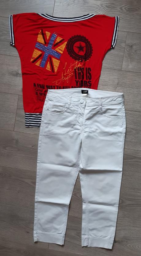 Biele 7/8 nohavice, h&m,l