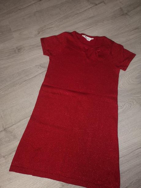 Trblietavé červené šaty, h&m,134